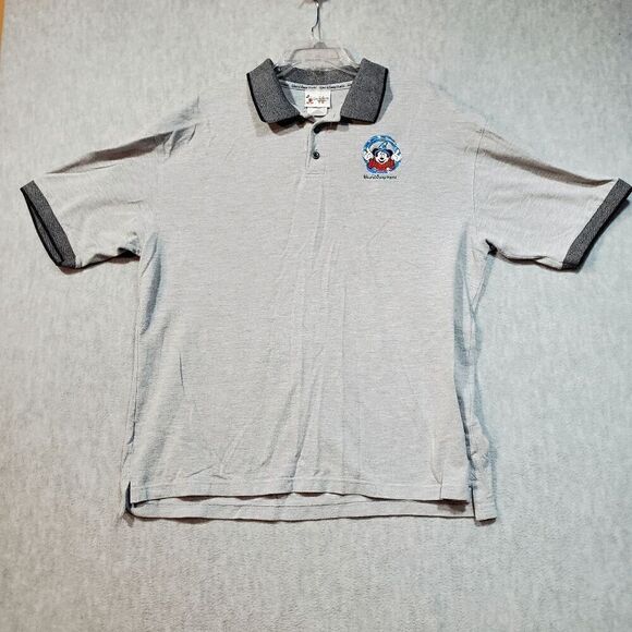 Walt Disney World Shirt Mens XL Gray Polo Golf Embroidered Fantasia Slit Vintage - Picture 1 of 8